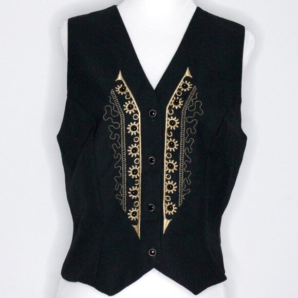 Your Sixth Sense by C&A Gold Black Embroidered Vest Unisex Size 38 - Picture 2 of 12